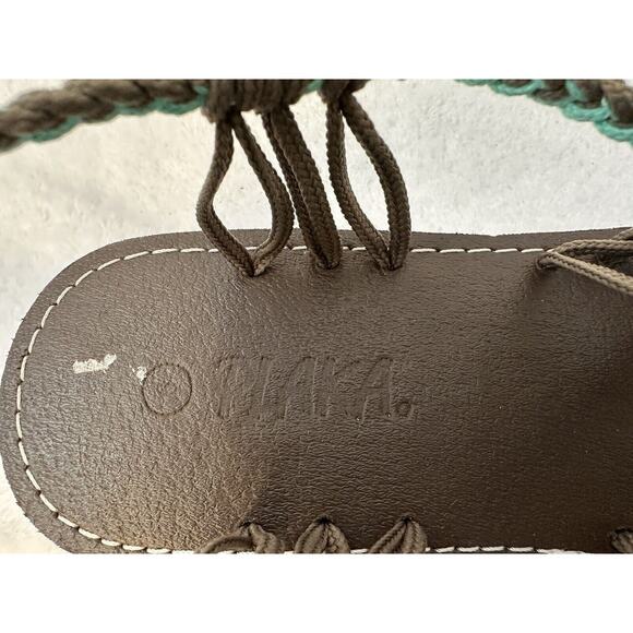 Plaka SIZE 9 Thong Rope Braided Sandals Womens Brown Teal Women's - Picture 9 of 12